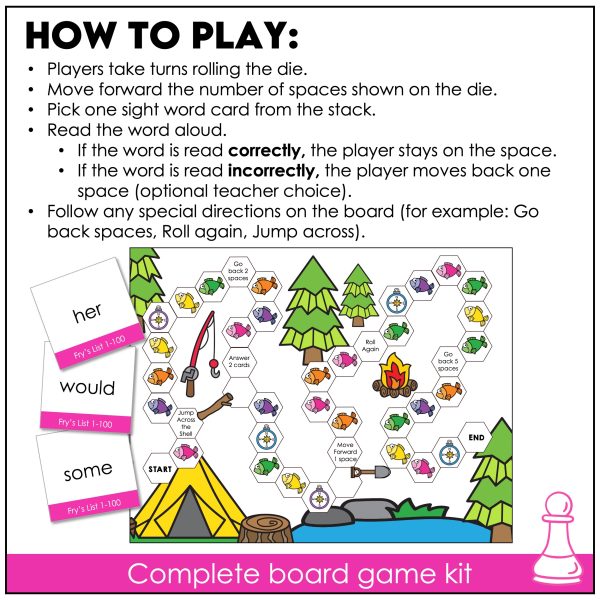 Fry’s First 100 Sight Words Board Games | Sight Word Centers & Literacy ...
