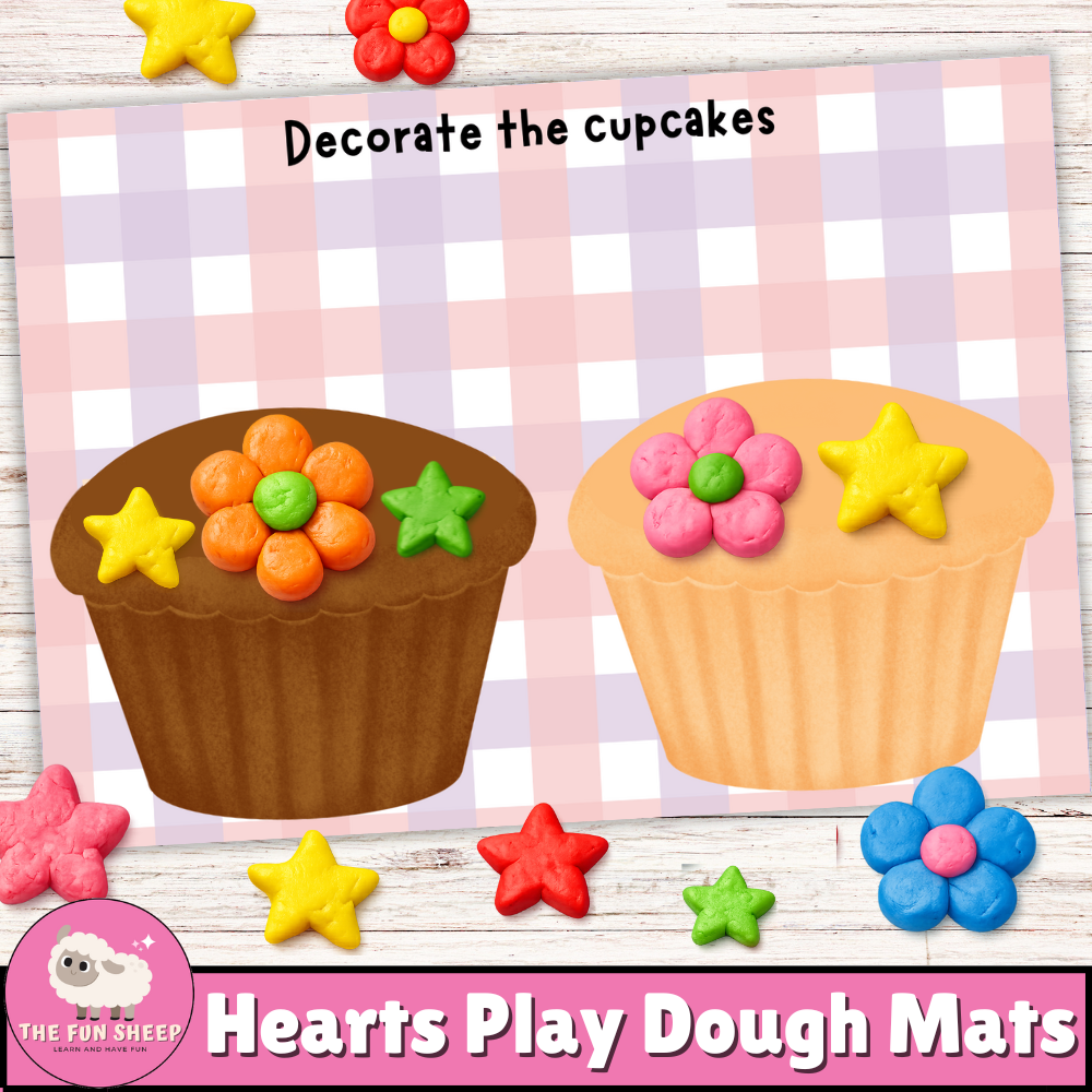 Hearts and Sweets Play Dough Mats | Preschool Activity - Fine Motor Skills Pink Theme