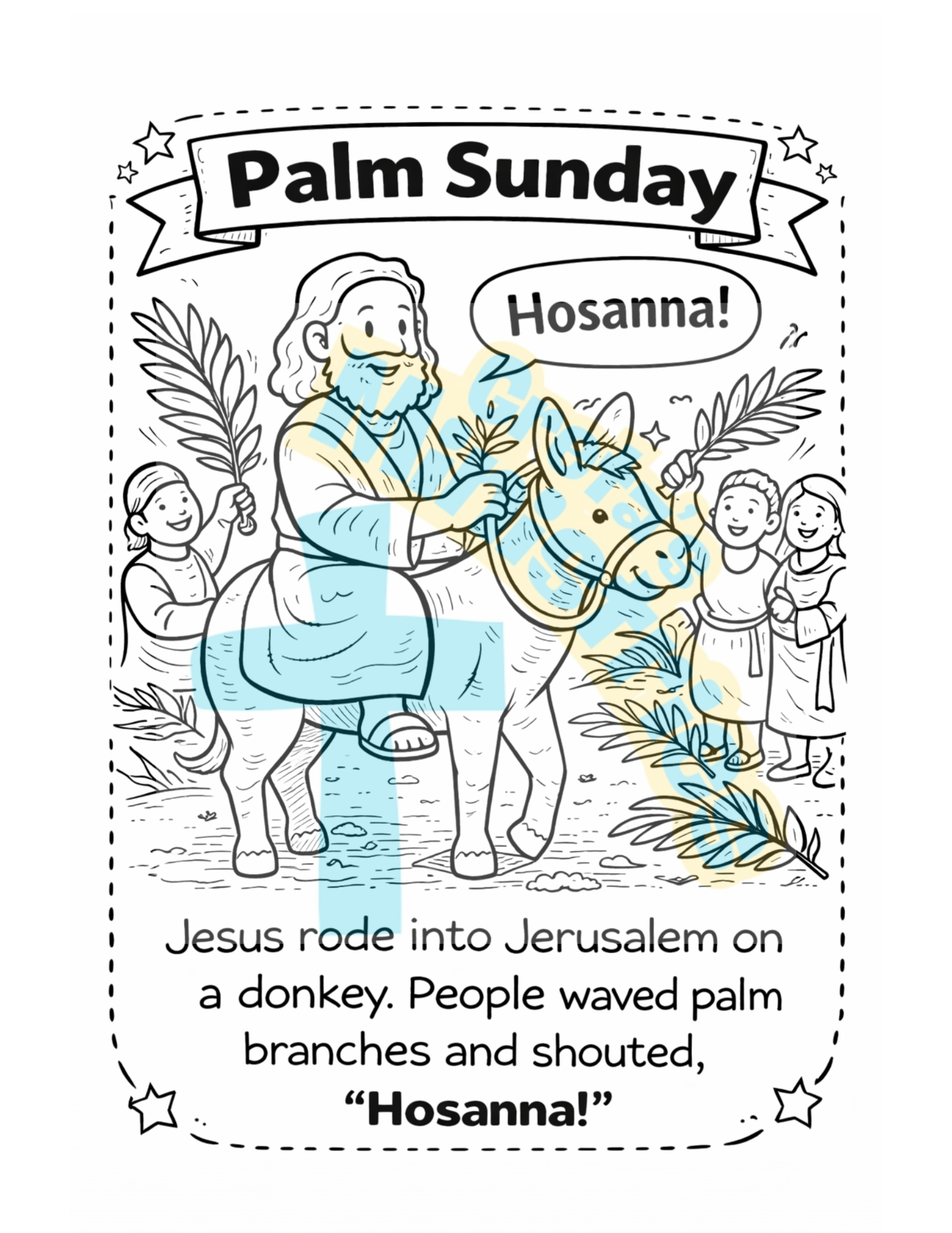 Palm Sunday Bible Coloring Page - Holy Week / Easter Activity - Sunday School