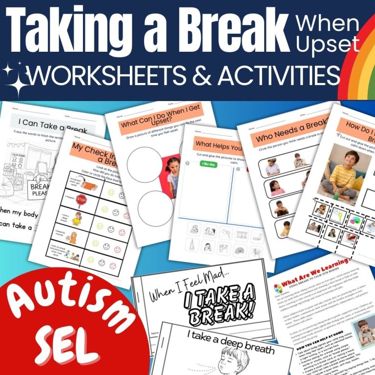 Asking for a Break When Upset Worksheets & Activities Autism PreK ...