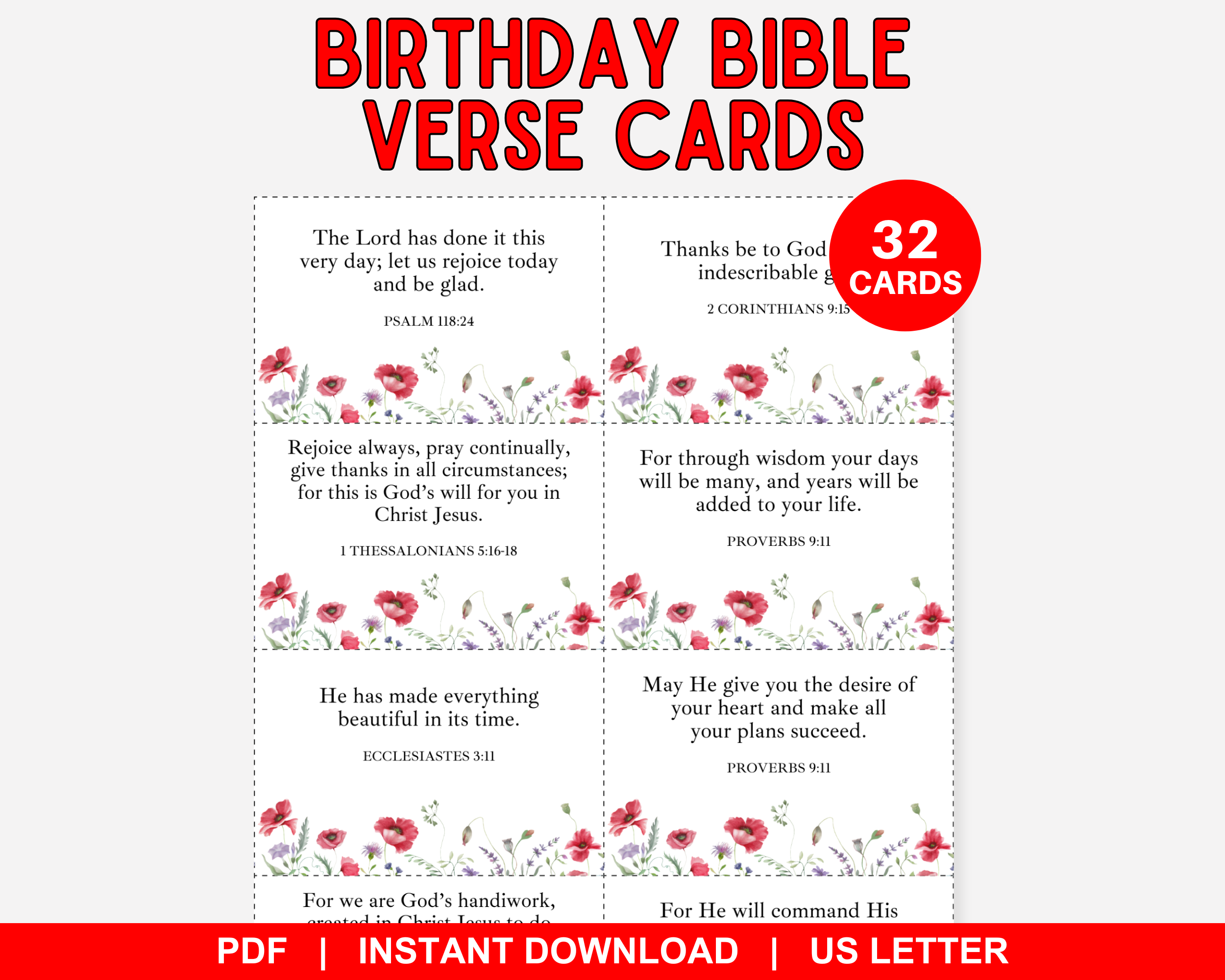 Birthday Bible Verse Cards, Bible Quotes, Scripture Cards, Prayer Cards, Christian Birthday