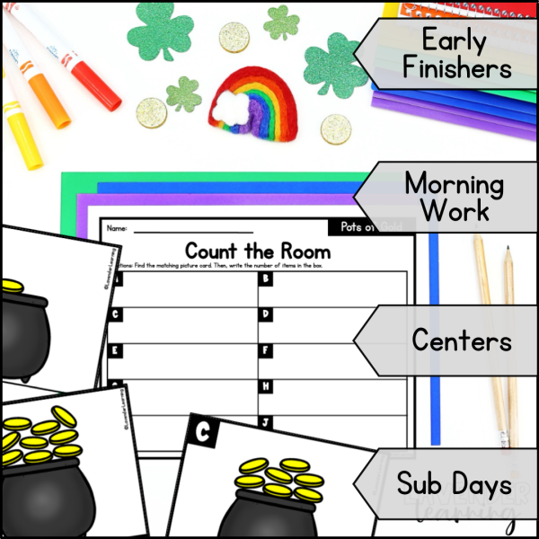St Patrick's Day Count the Room Math Write the Room Kinder Number ...