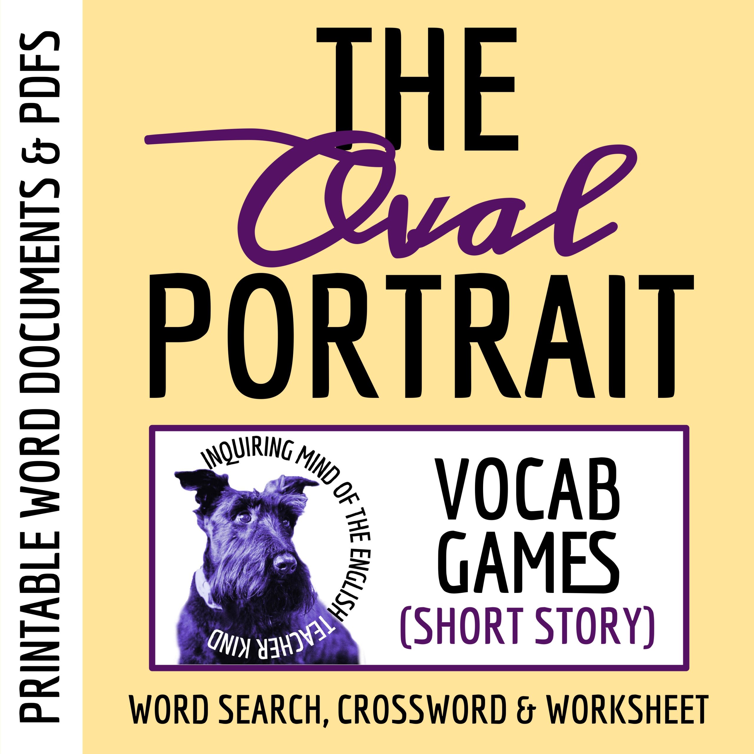 "The Oval Portrait" Vocabulary Worksheet and Games | Crossword Puzzle | Word Search