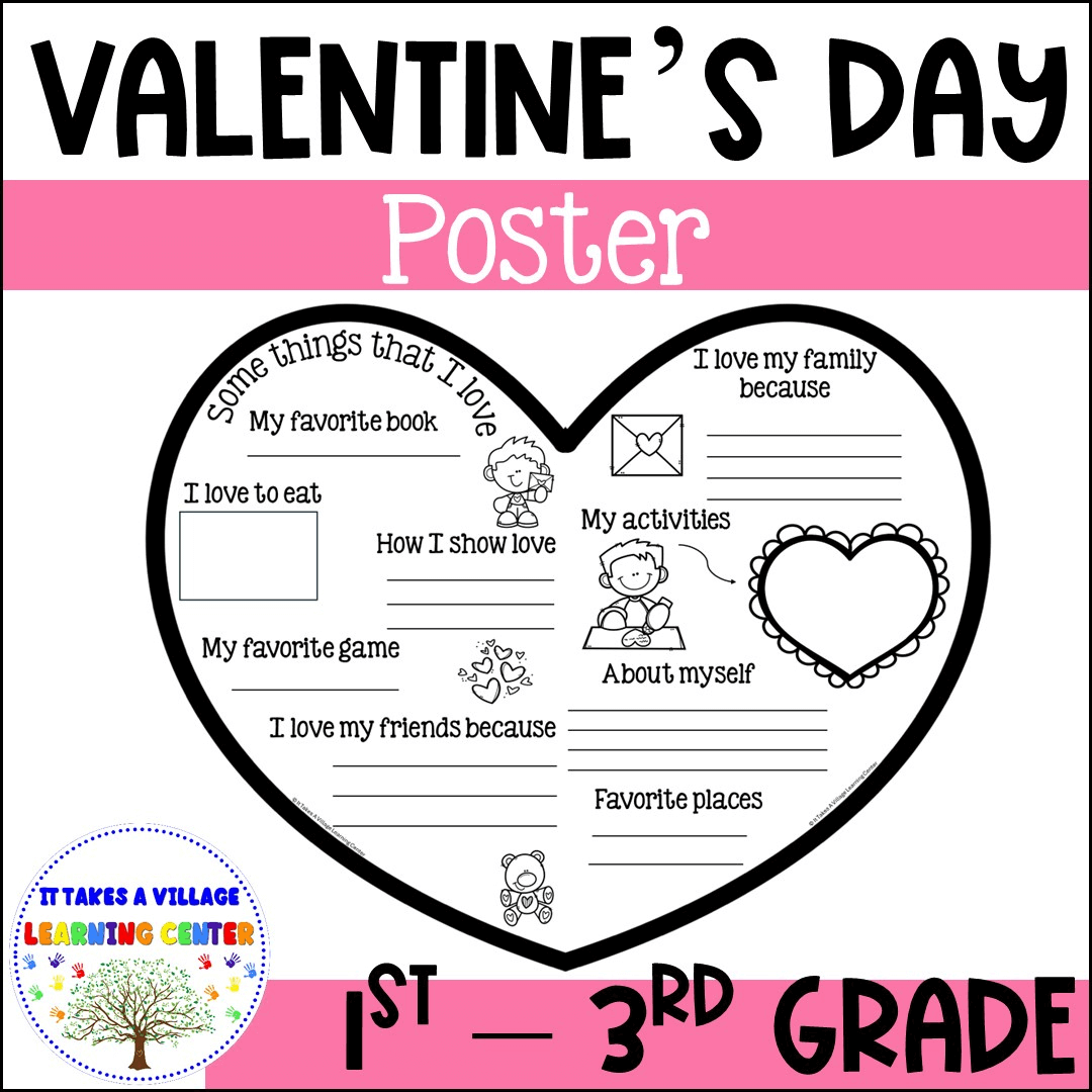 Valentine's Day Posters & Craft 1st - 3rd Grade Bulletin Board Activity