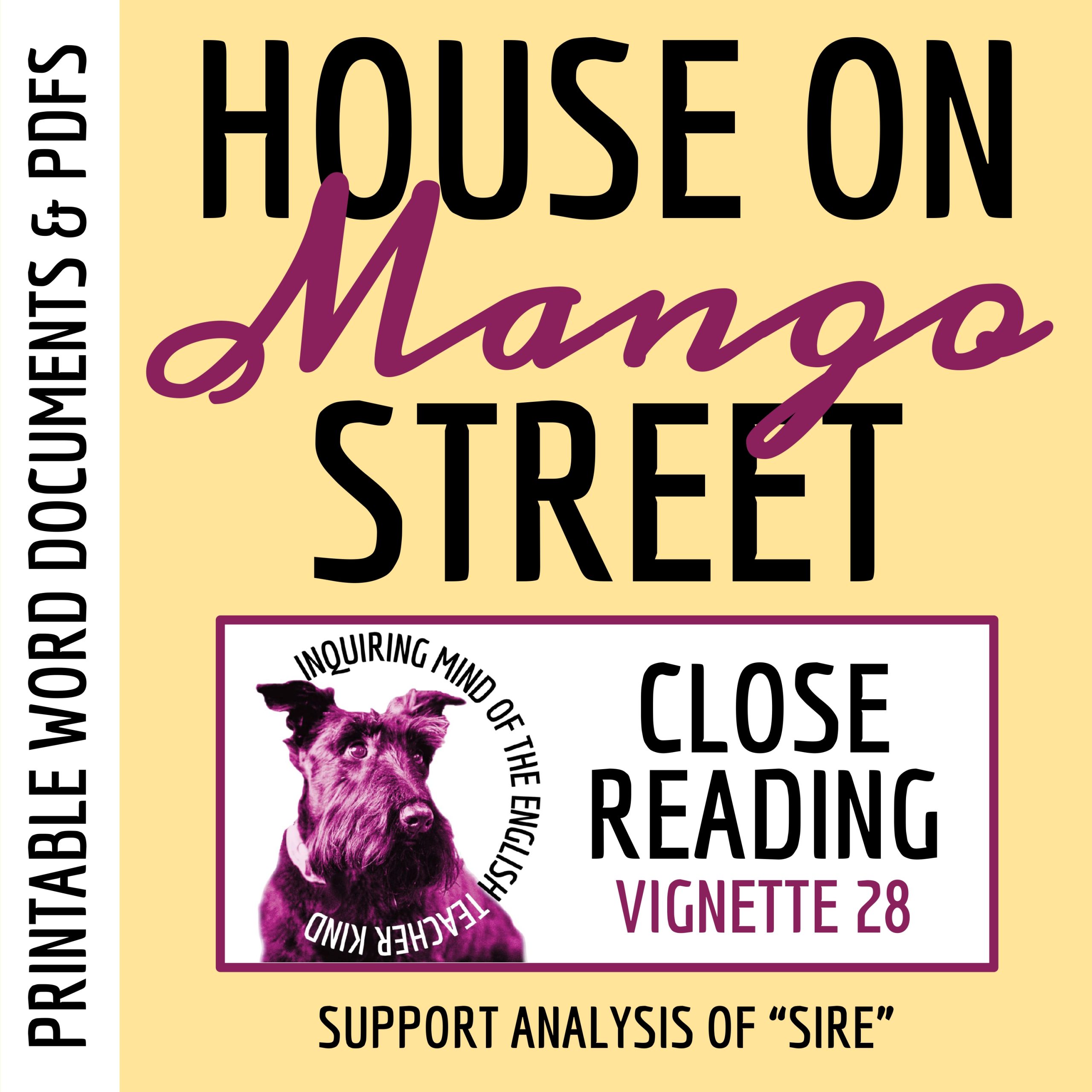 The House on Mango Street "Sire" Close Reading Inference Worksheet and Answer Key