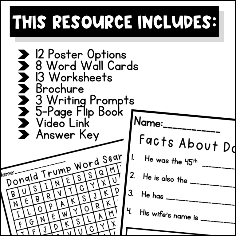 Donald Trump Biography Activities for Kindergarten, First Grade ...