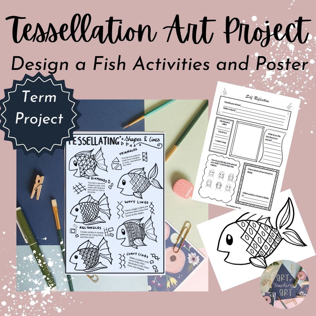 Complete Art Unit: Tessellation Fish 10 Week Mixed Media Program for Grades 1-3