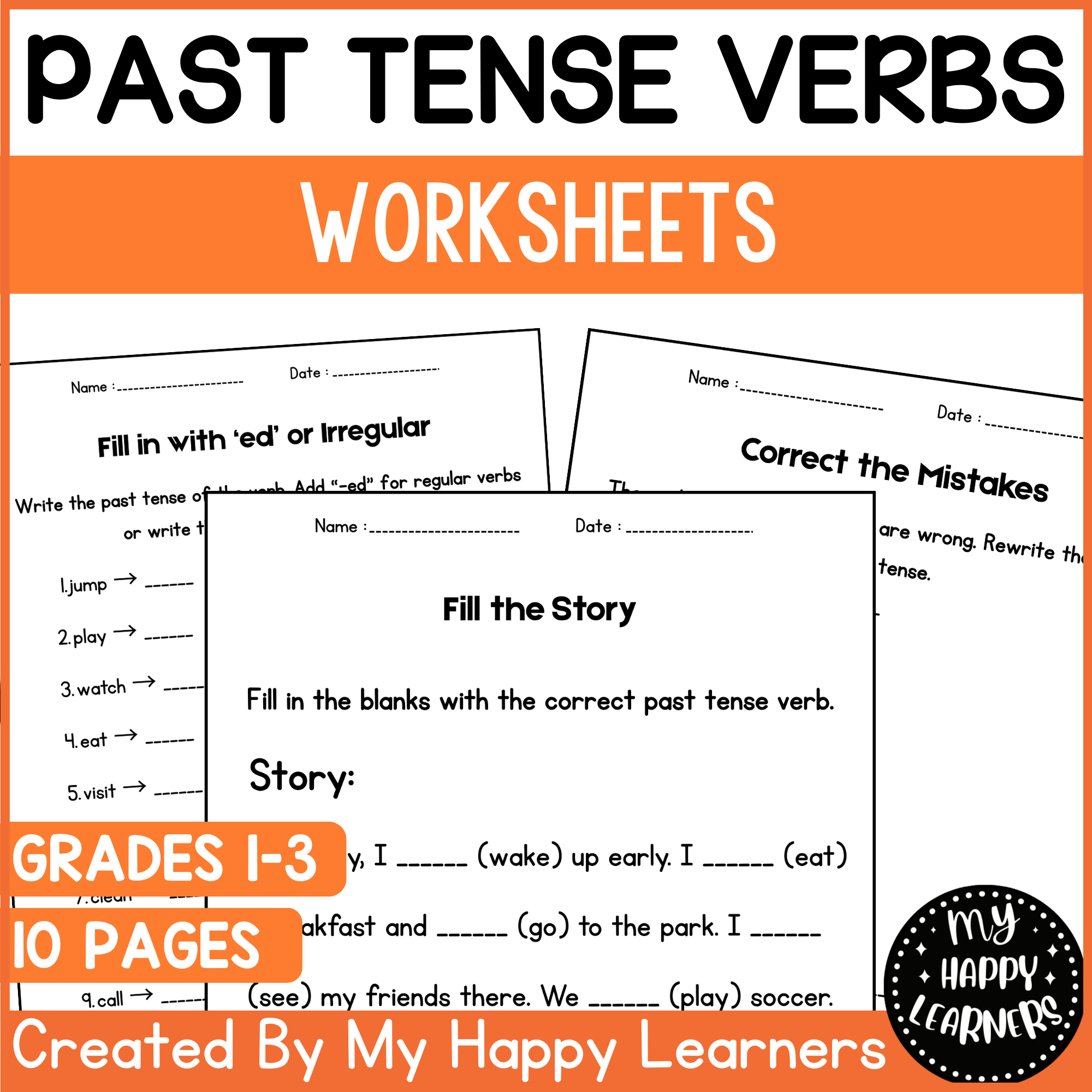 Verb Tense Worksheets - Grammar Verb Tense Practice Activities 1st 2nd 3rd Grade