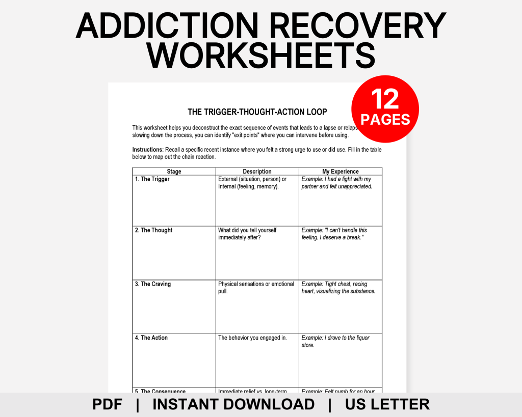Addiction Recovery Worksheets, Relapse Prevention Plan, Sobriety ...