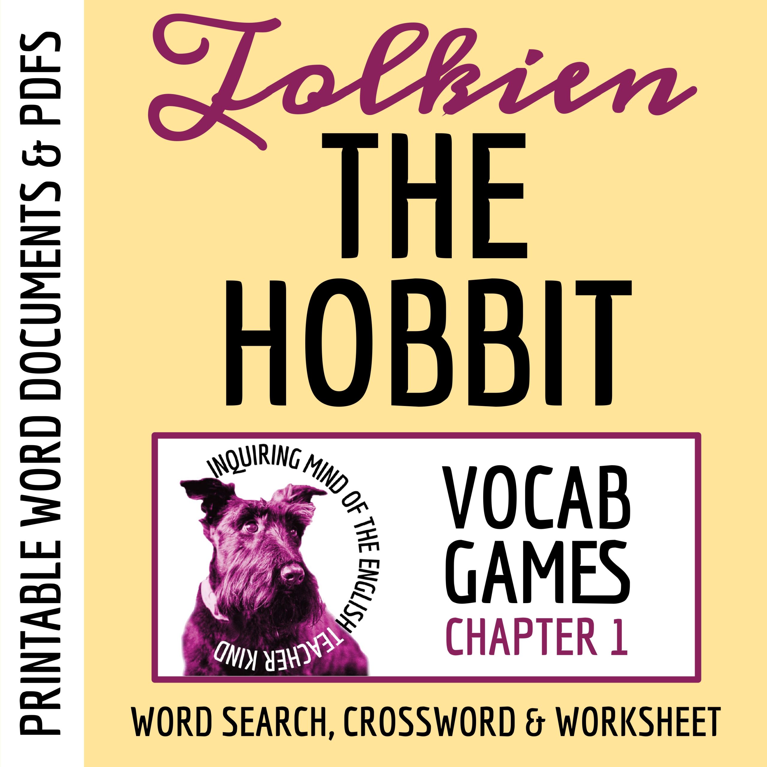 The Hobbit Chapter 1 Vocabulary Games | Crossword Puzzle | Word Search