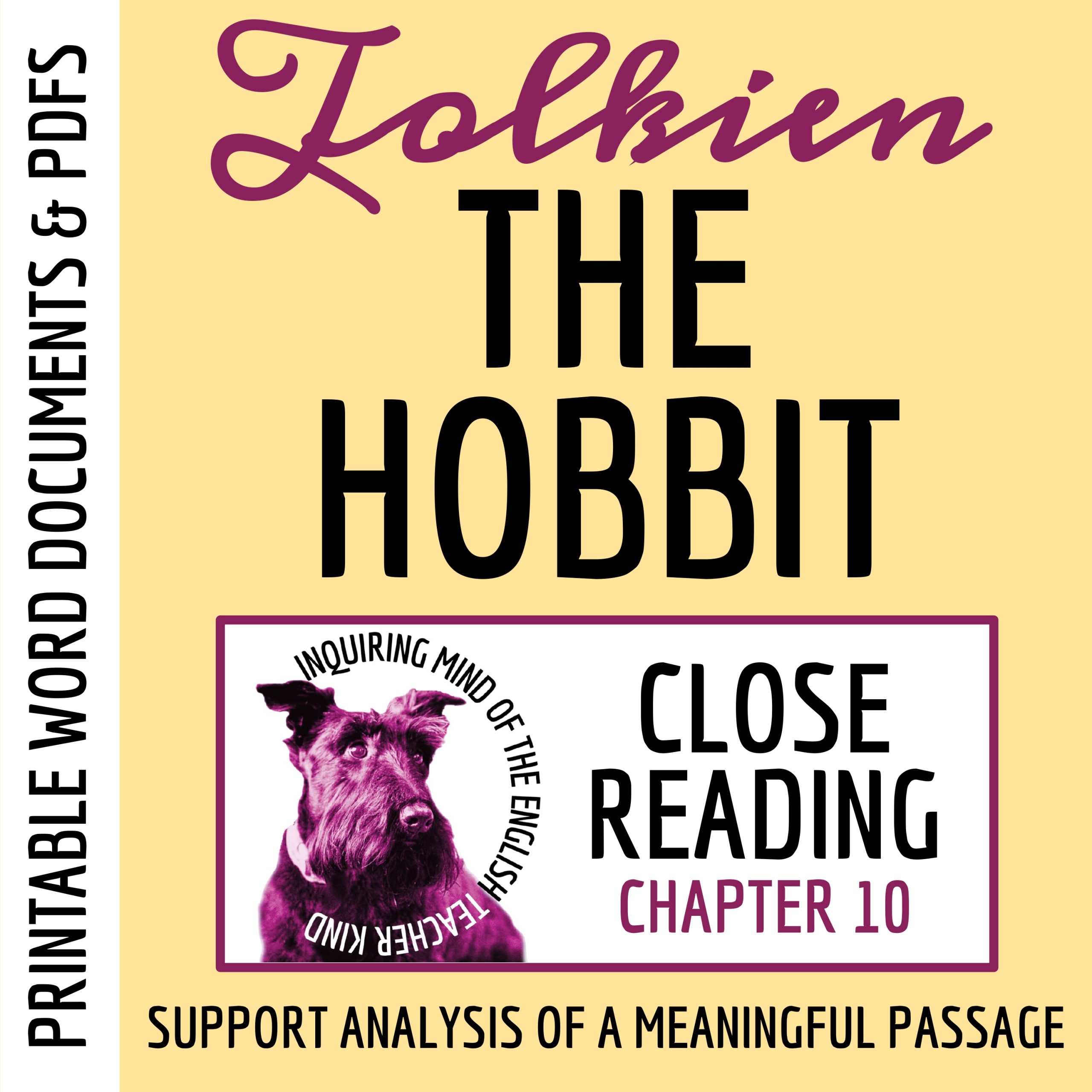 The Hobbit Chapter 10 Close Reading Analysis Worksheet