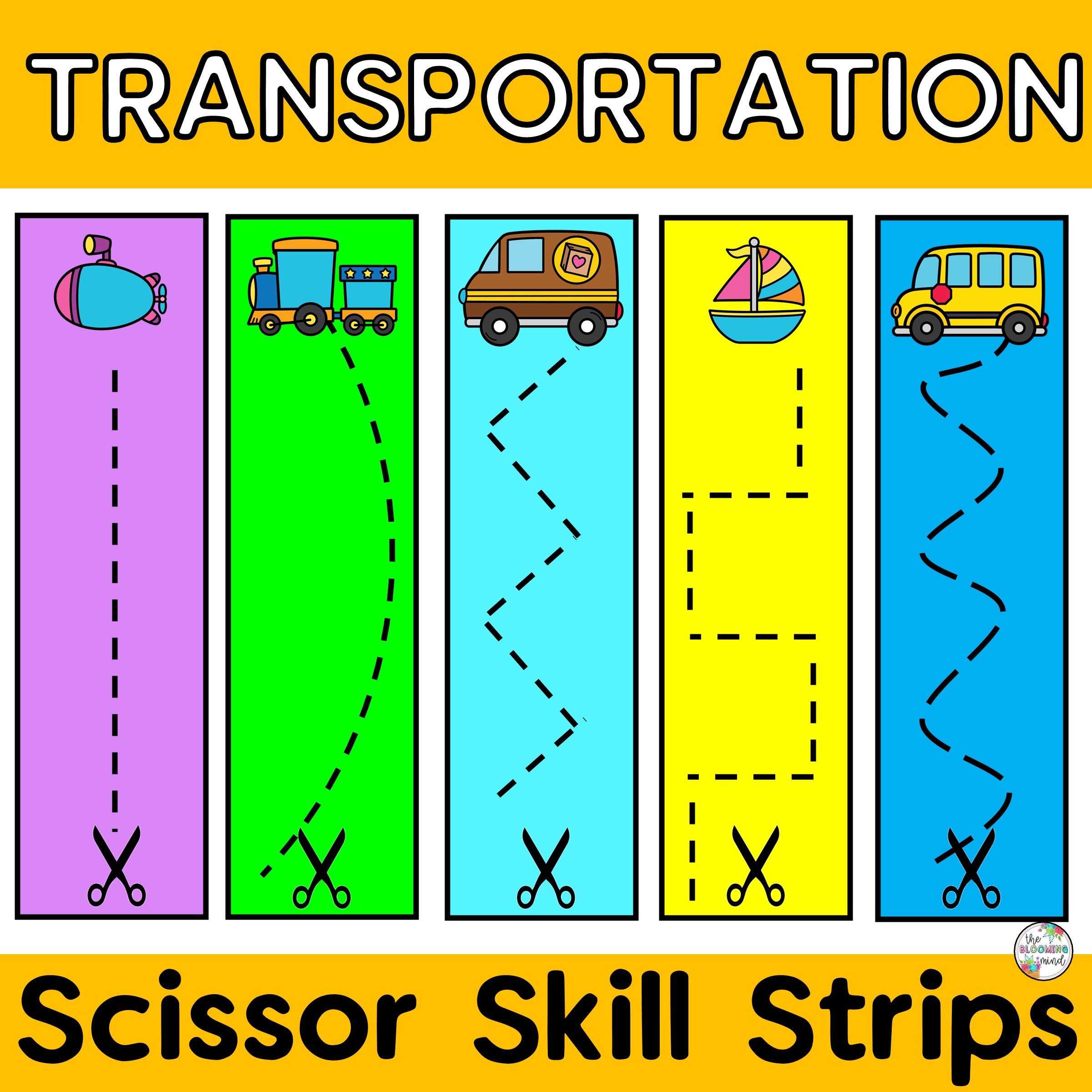 Transportation Scissor Skills Fine Motor Activity