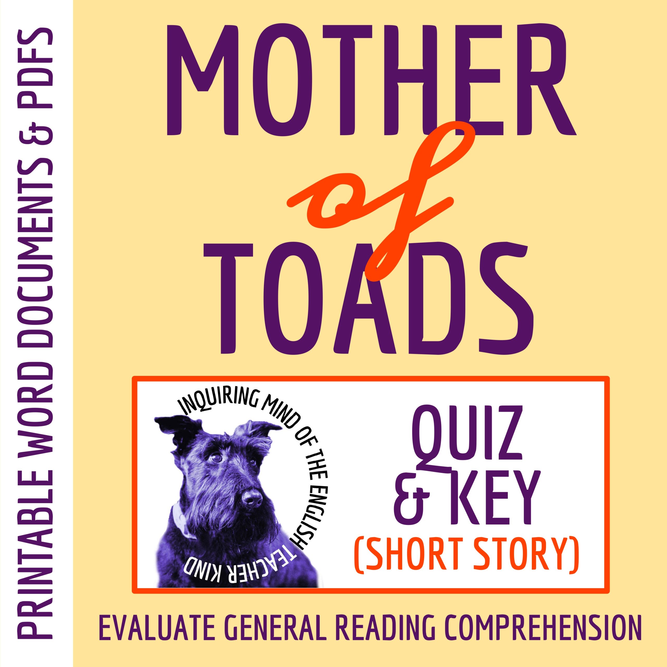 "Mother of Toads" by Clark Ashton Smith Quiz and Answer Key (Halloween Horror Story)