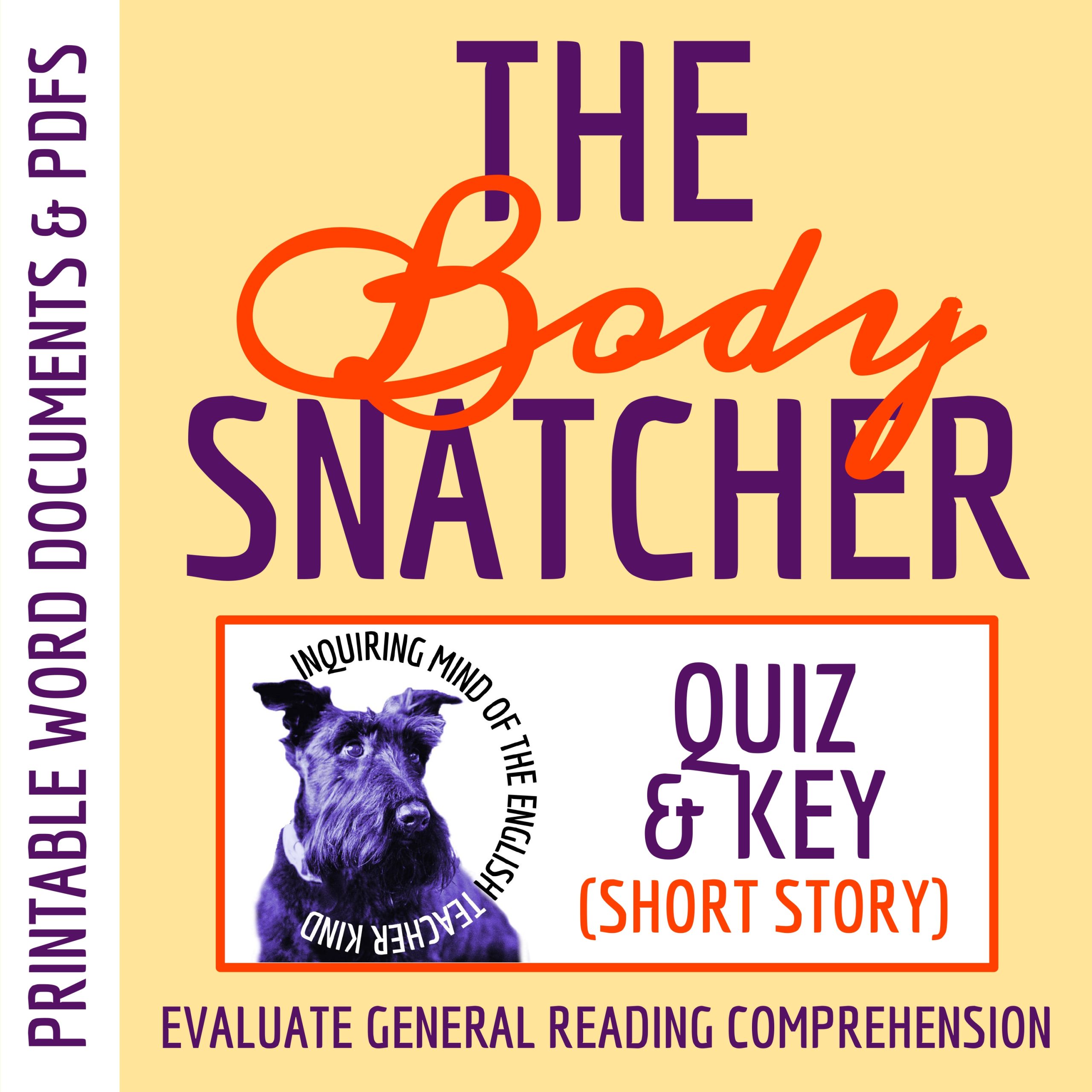 "The Body Snatcher" by Robert Louis Stevenson Quiz and Answer Key (Halloween Story)