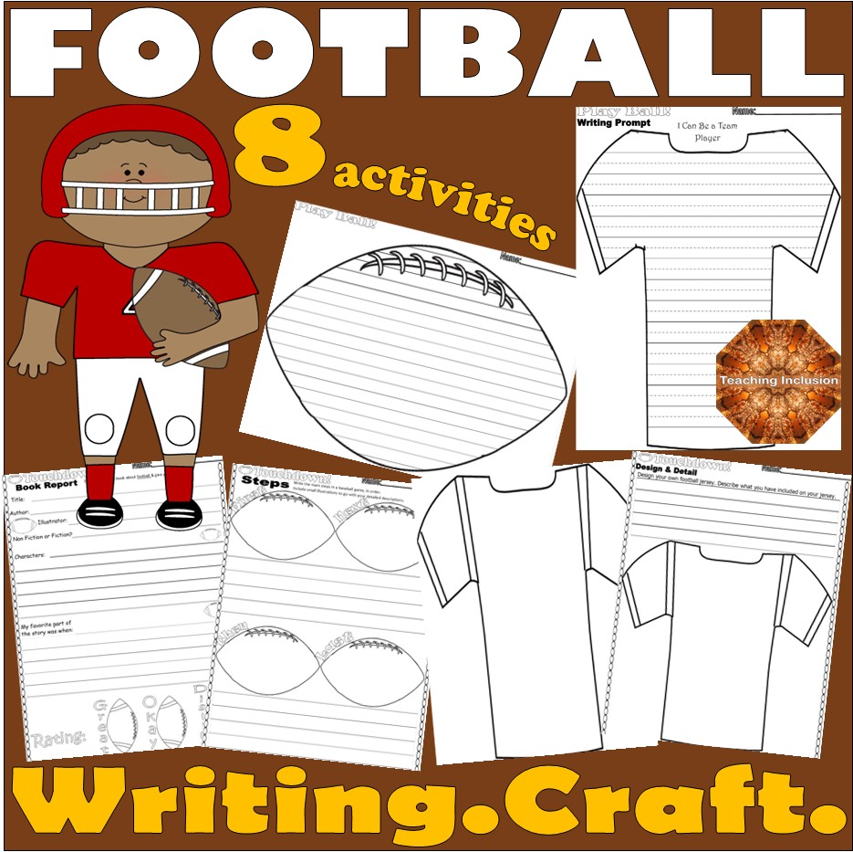 Football WRITING Prompts & Craft Activities NO PREP Super Worksheets Bowl