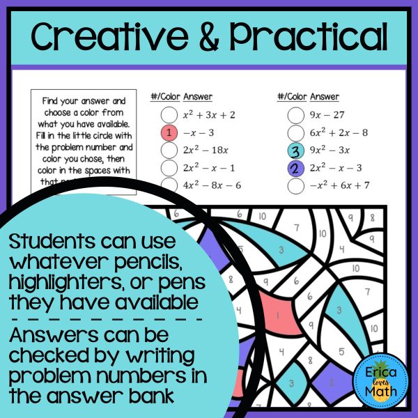 Operations with Functions (Combining Functions) Color by Number ...