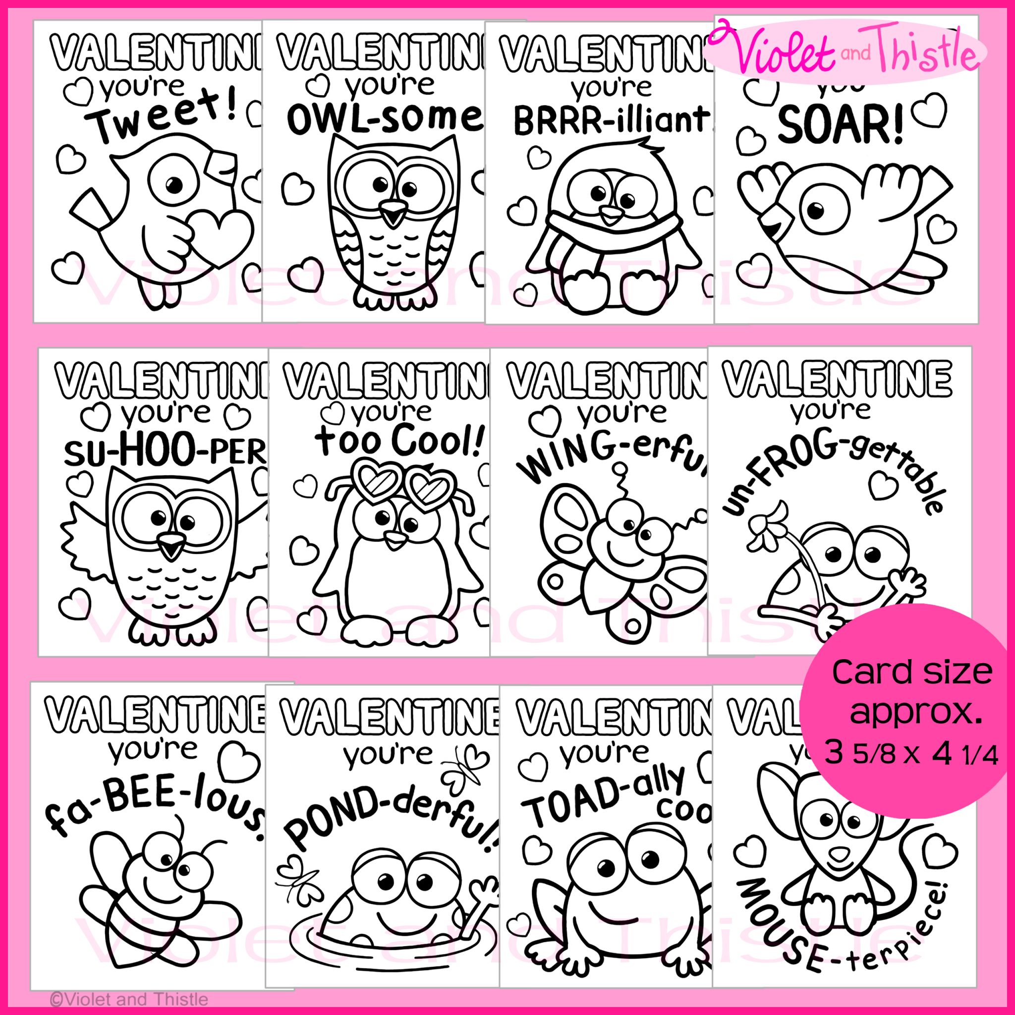 Valentines Day Cards to Color Printable Coloring Animals from Teacher ...