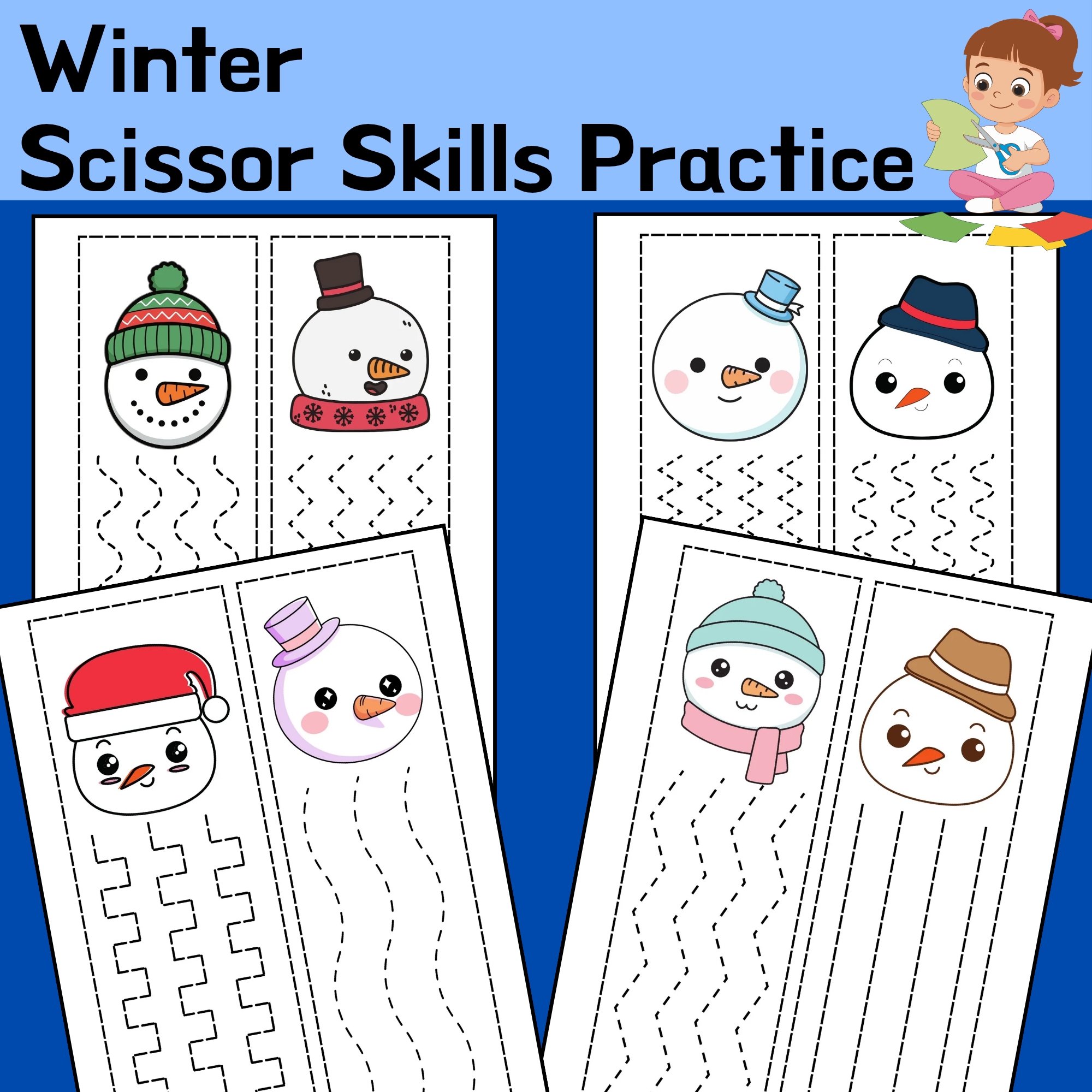 Winter Snowman Scissor Skills | Fine Motor Cutting Practice