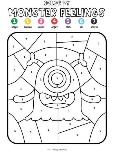 Anger Monster Coloring MONSTER FEELINGS Coloring Pages Sheets - Anger, Sadness, Happy, Impulse ...