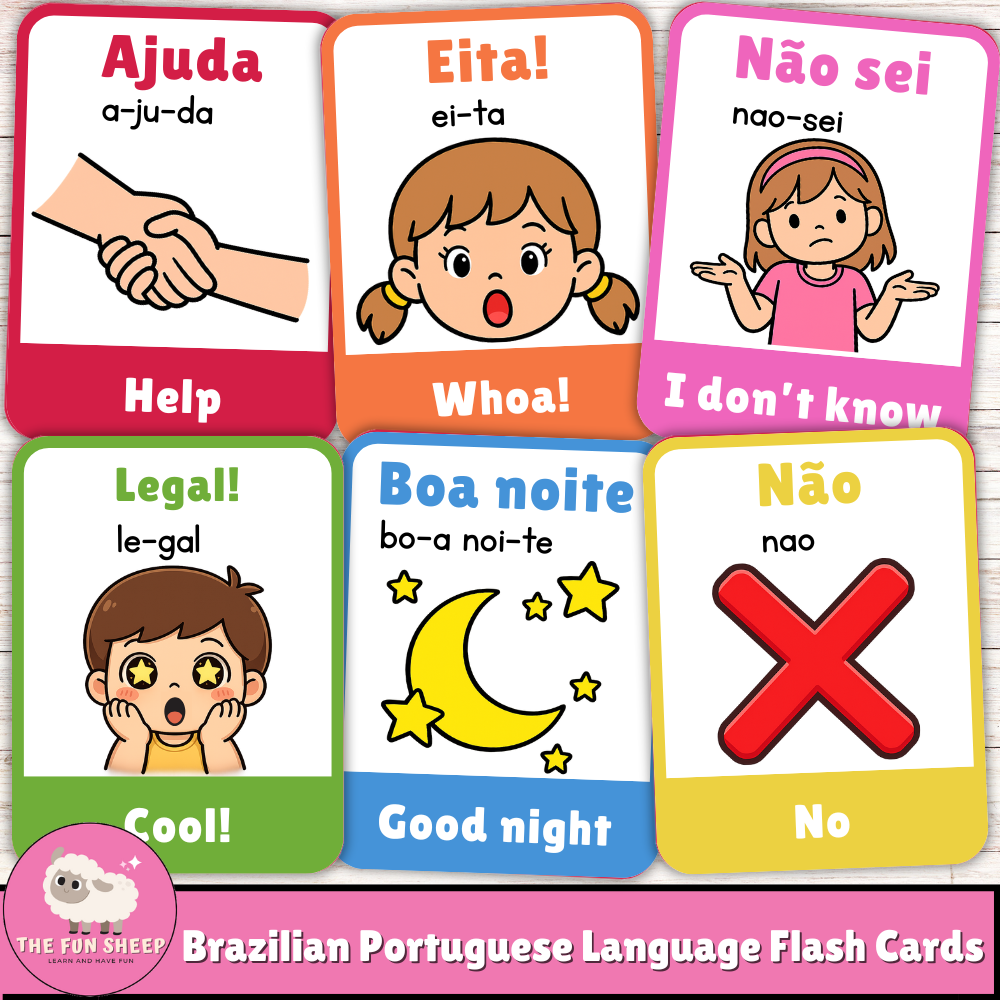 Brazilian Portuguese Language Flash Cards Everyday Words ESL World Language
