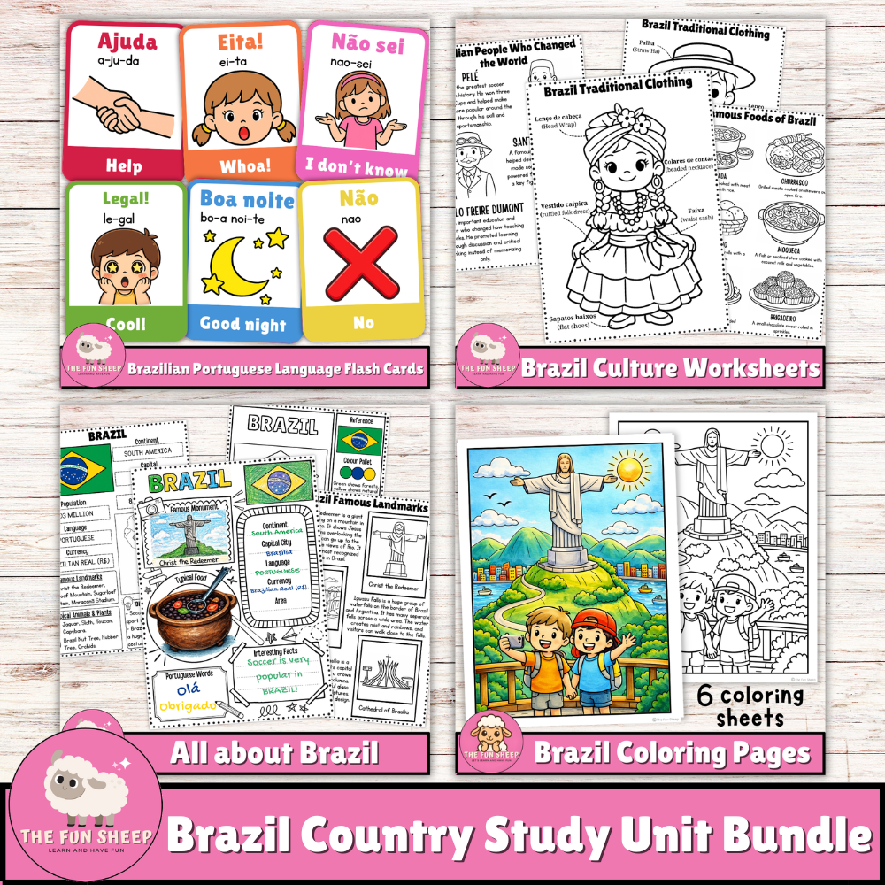 Brazil Country Study Unit Bundle Geography Culture Activities worksheets