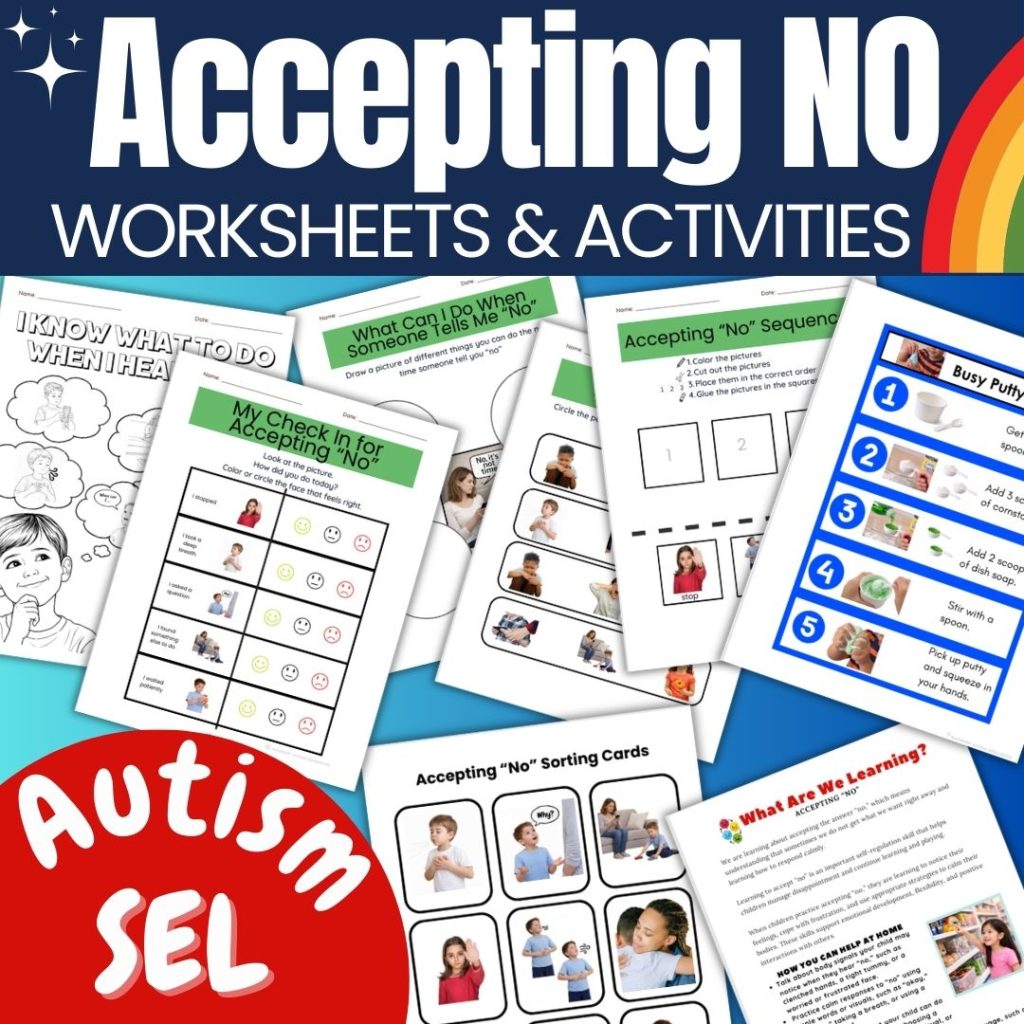 Accepting No Worksheets & Activities Autism Preschool K Social Skills