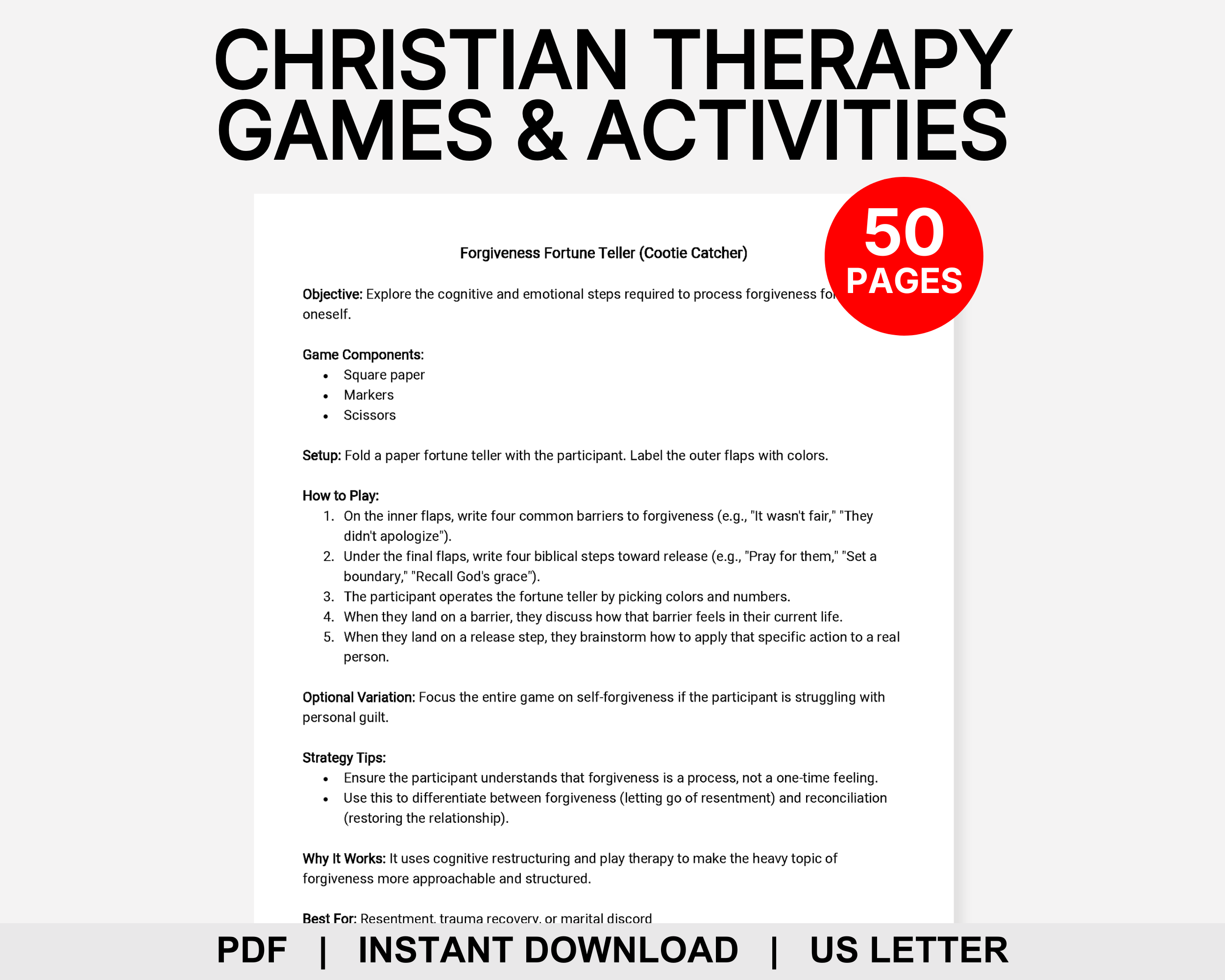 Christian Therapy Games and Activities, Faith Based Counseling, Sunday School, Youth Group