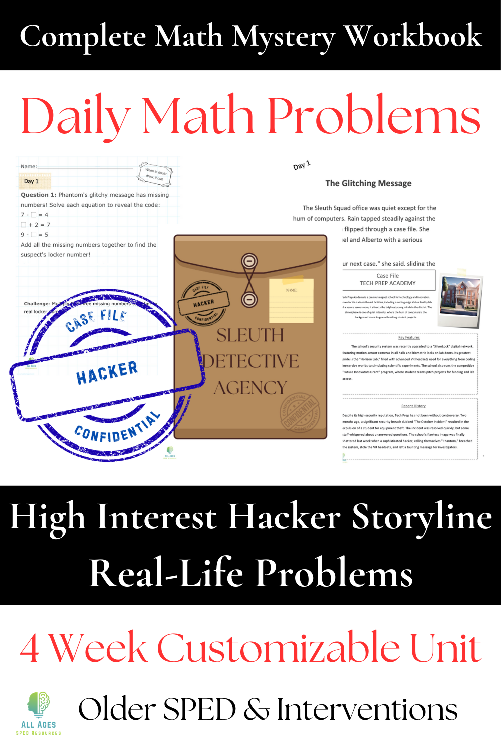 Hacker Math Mystery Student Workbook: 4-Week Problem-Solving Unit