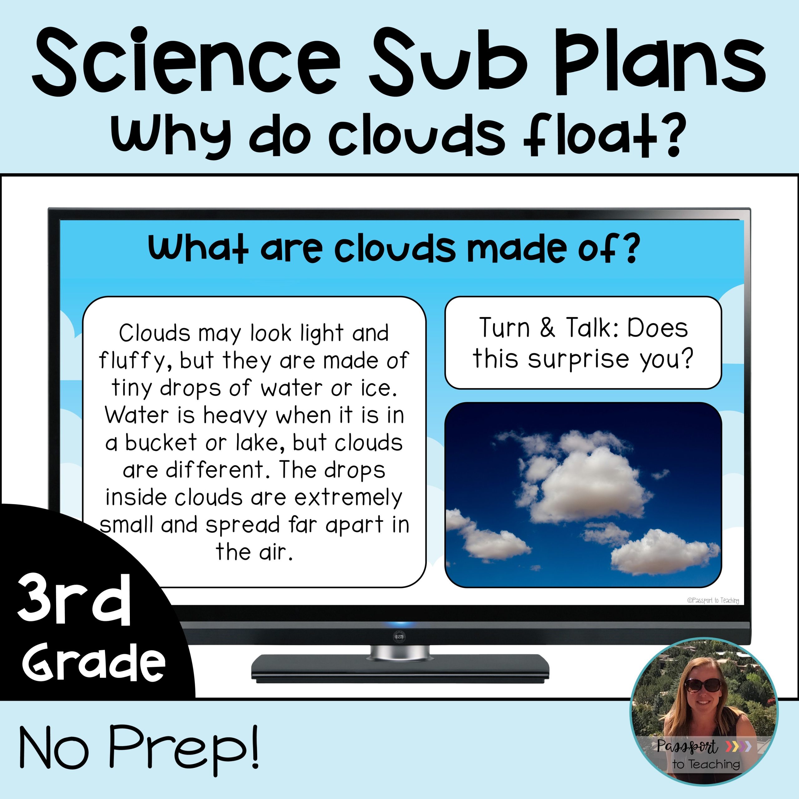 No Prep 3rd Grade Science Sub Plans - Clouds - NGSS Aligned