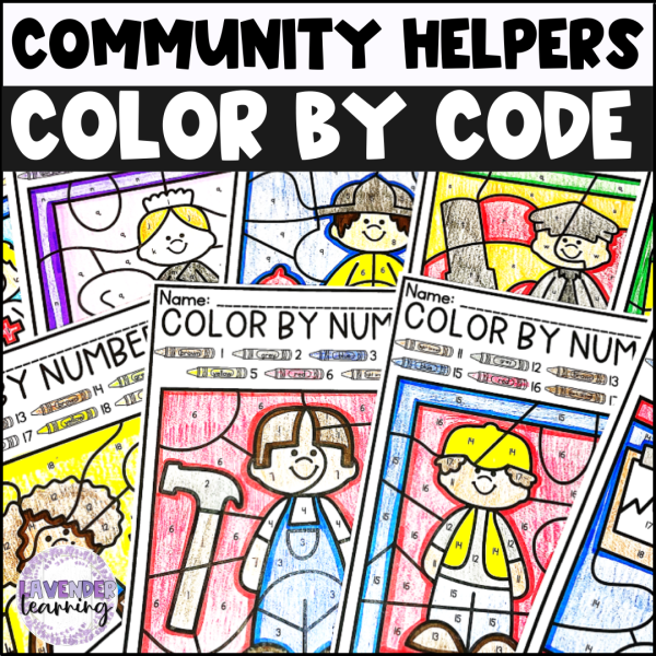 Community Helpers Color by Codes Numbers Letters - Made By Teachers