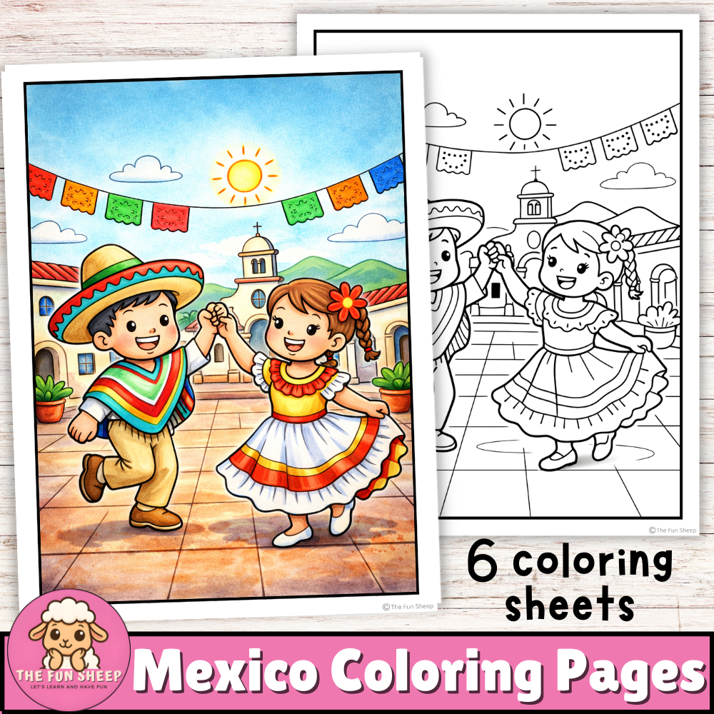Mexico Coloring Pages Spanish Culture Geography, Landmarks Coloring Sheets