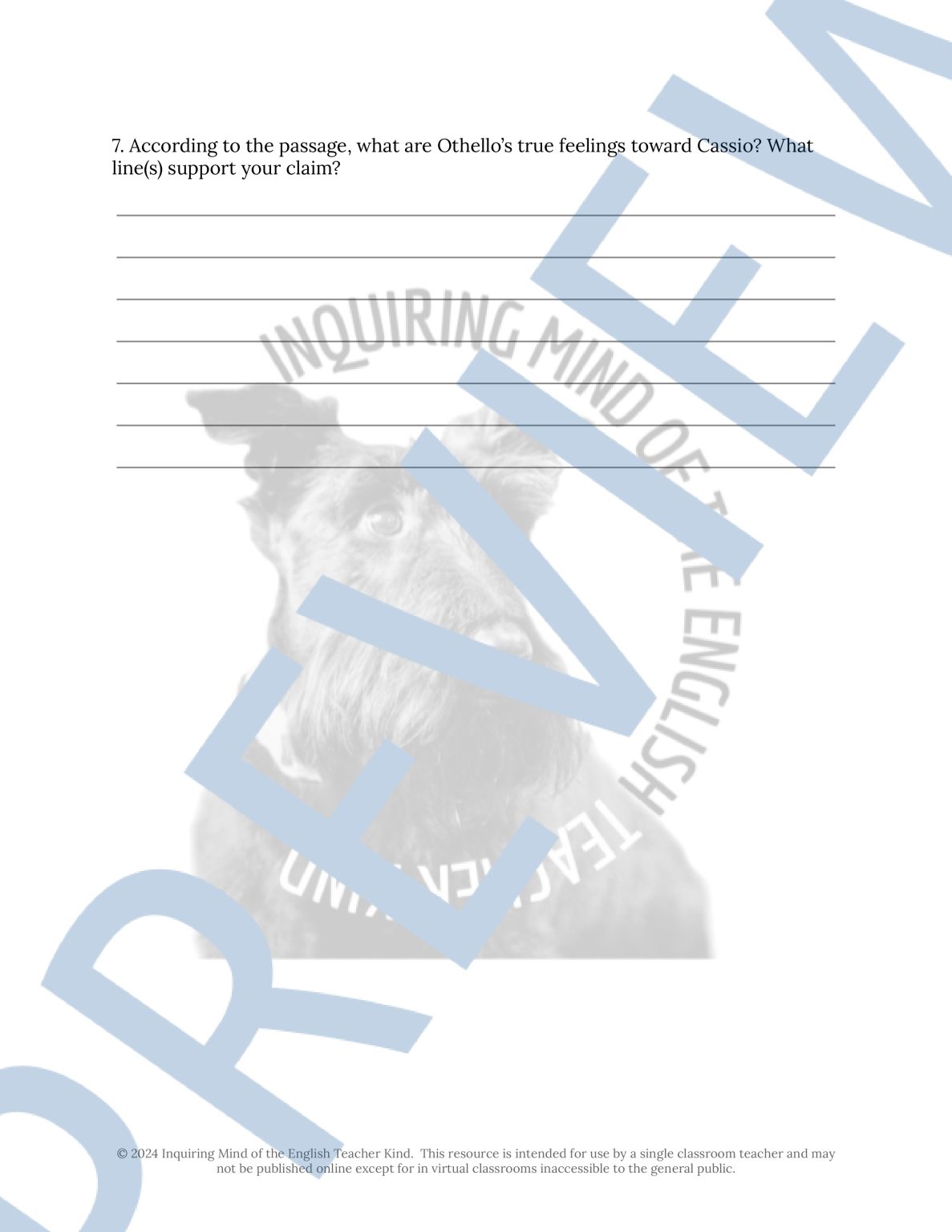 Othello Act 3 Scene 1 Close Reading Analysis Worksheet and Answer Key ...