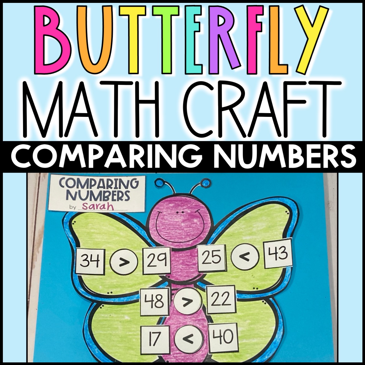 Comparing Numbers Spring Butterfly Math Craft
