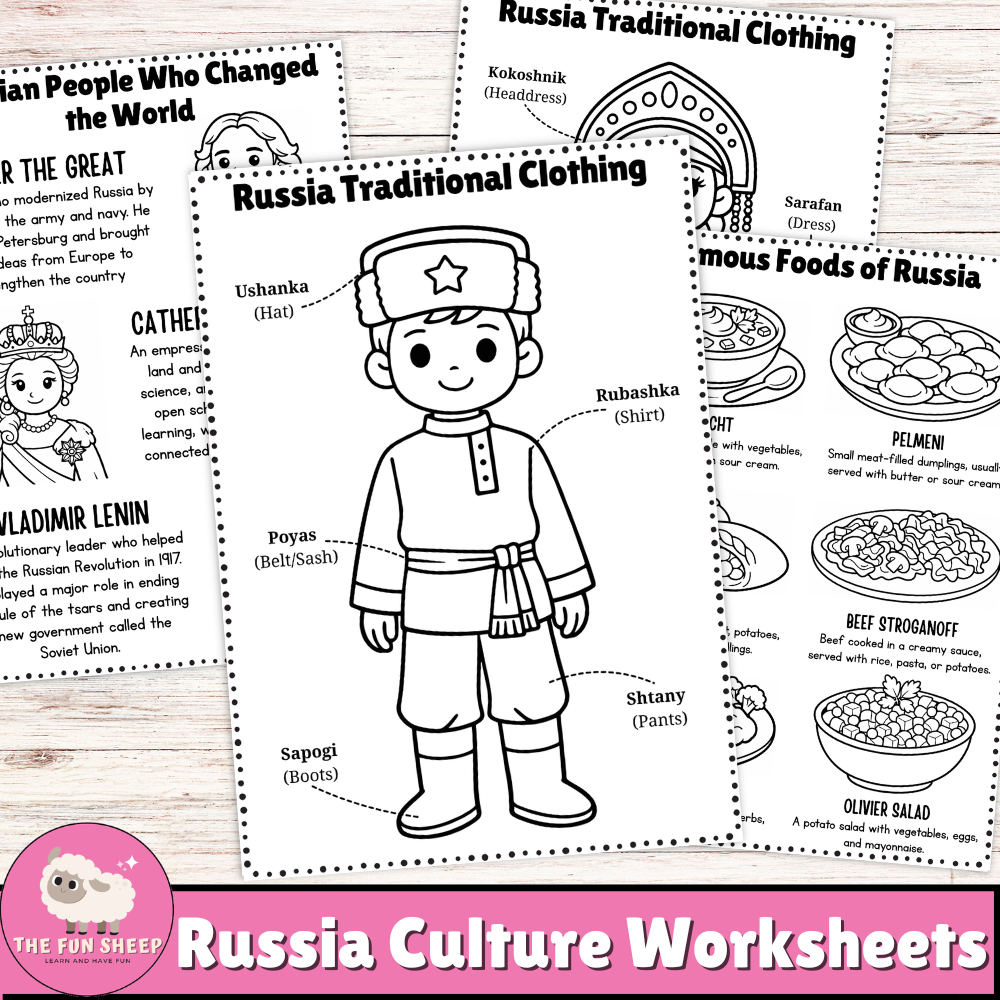 Russia Culture Worksheets Country Study, Geography, Food & Famous People