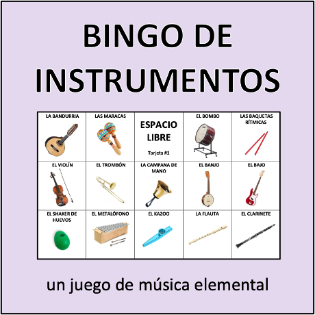 Bingo de instrumentos - un juego de música elemental