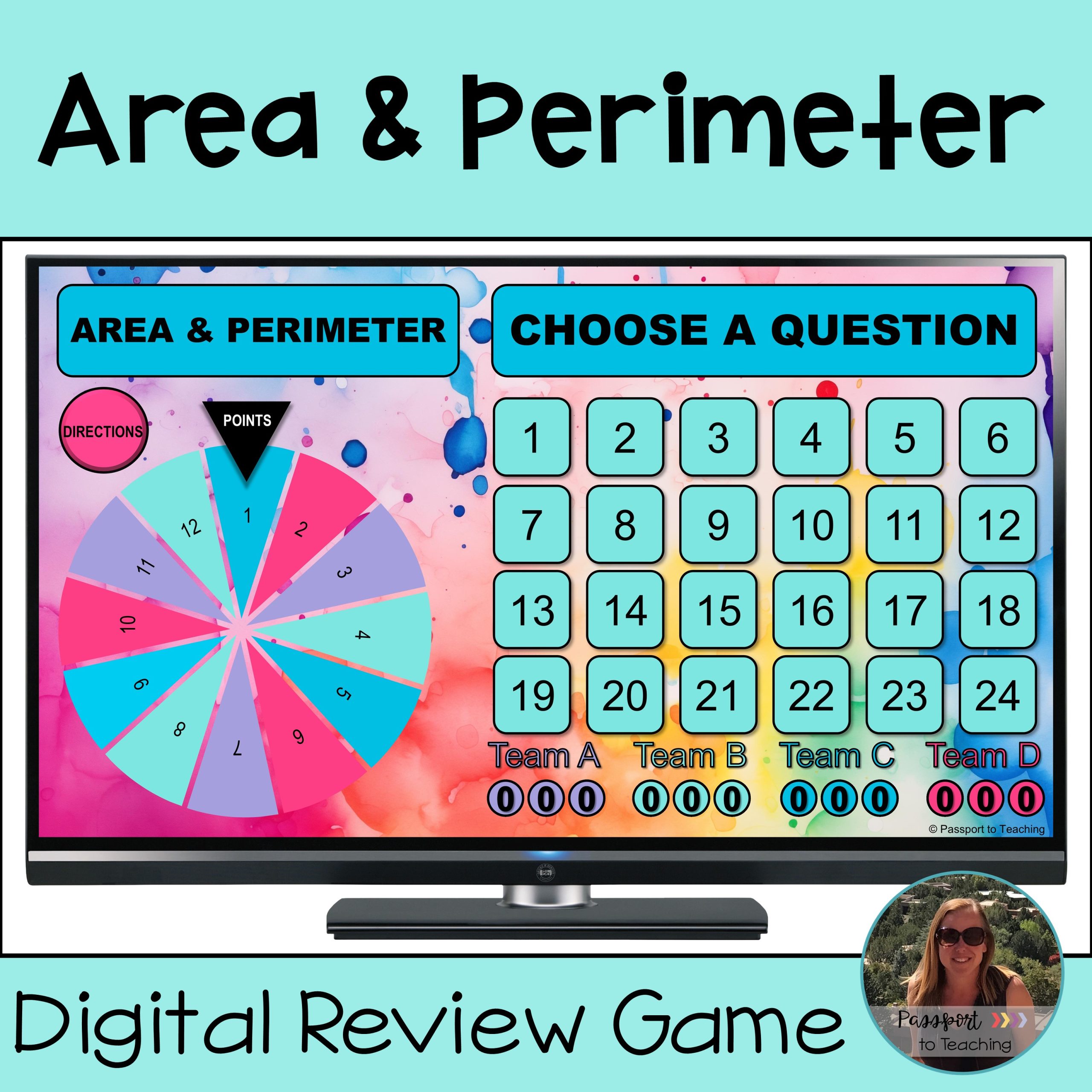 Area and Perimeter Digital Activity & Game with Word Problems - 4th Grade