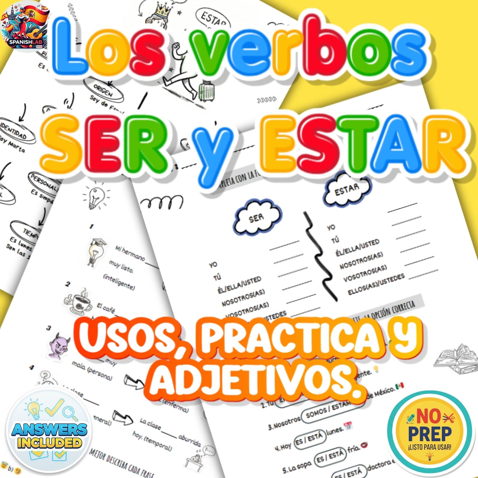 Ser vs Estar Pack: Conjugation, Uses, and Meaning Changes with Adjectives
