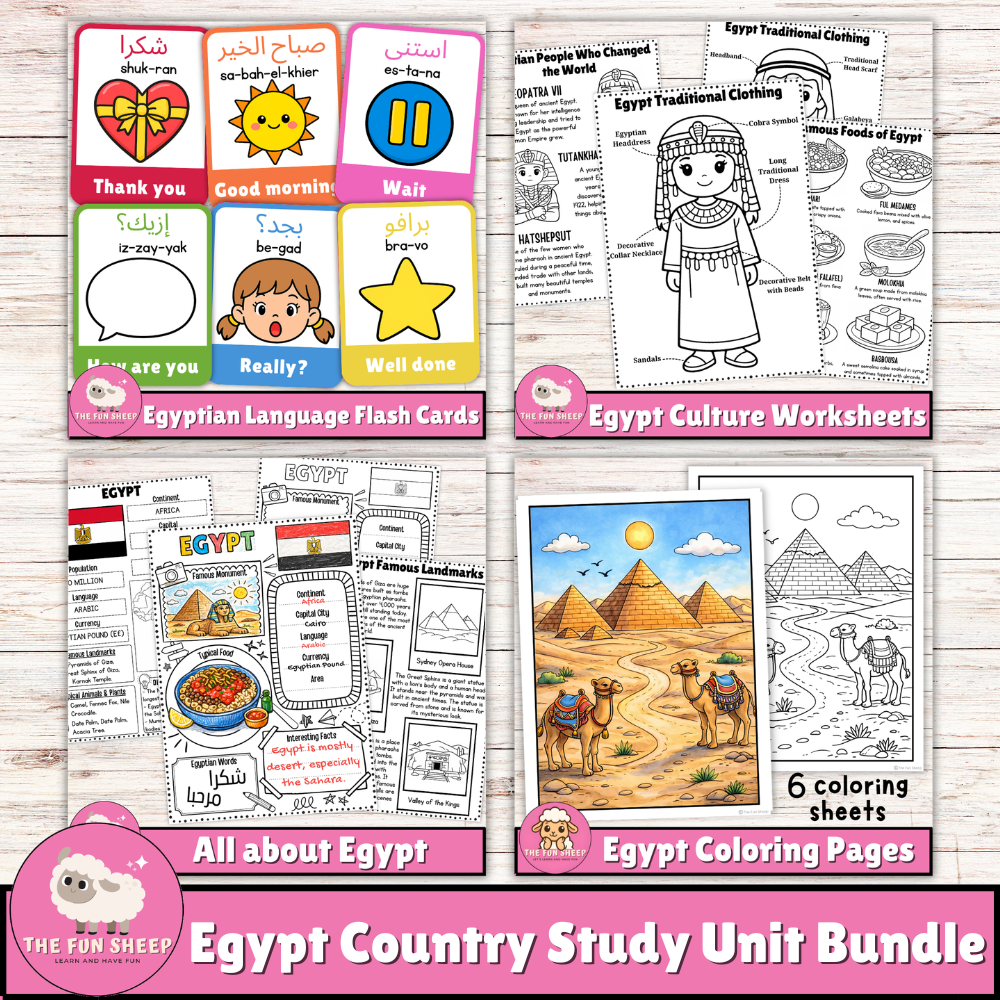 Egypt Country Study Unit Bundle Geography, Culture & Language Activities