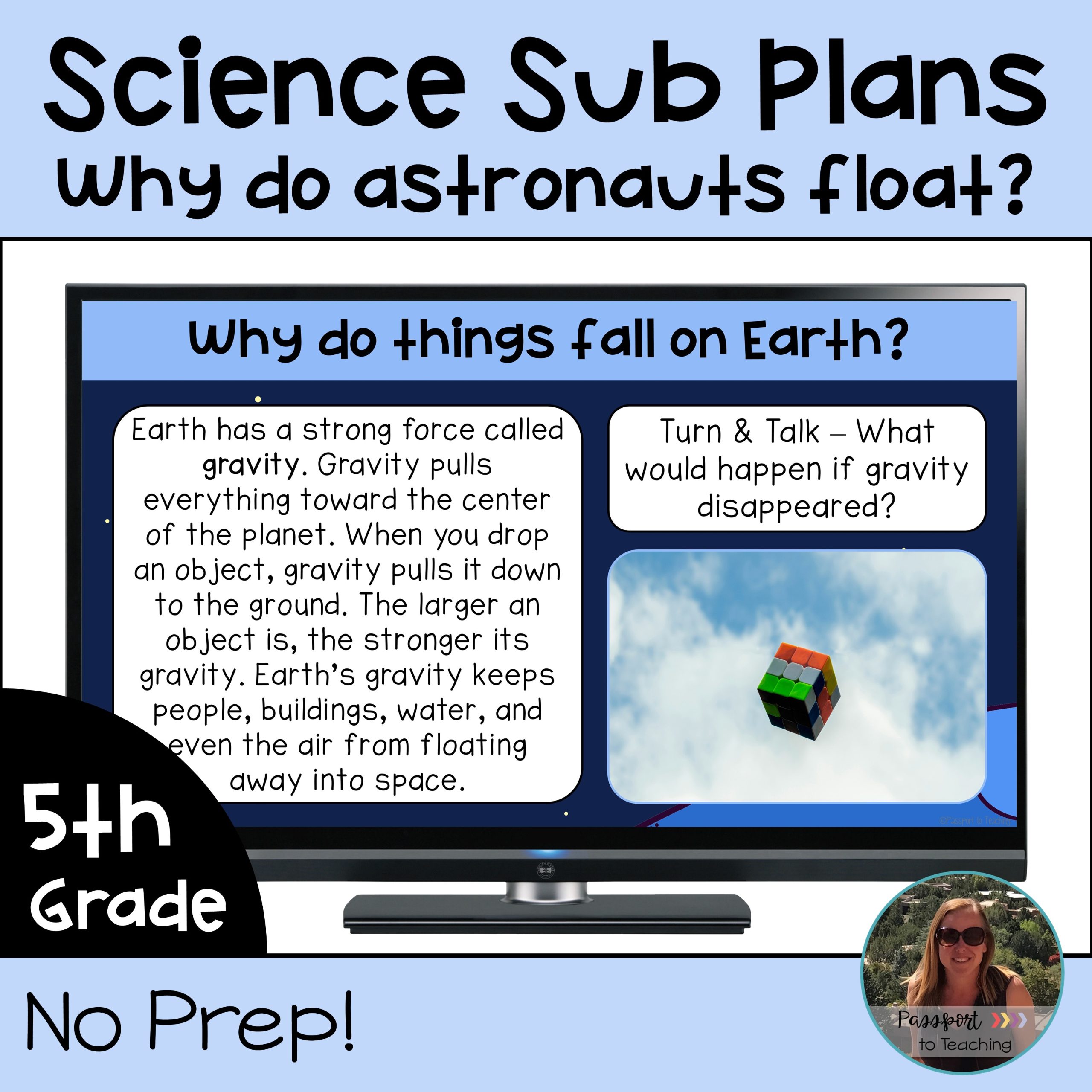 No Prep 5th Grade Science Sub Plans - Gravity - NGSS Aligned