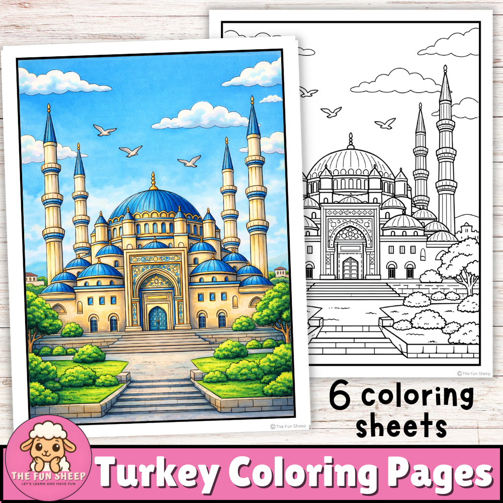 Turkey Coloring Pages Landmarks, Culture & Geography Activities