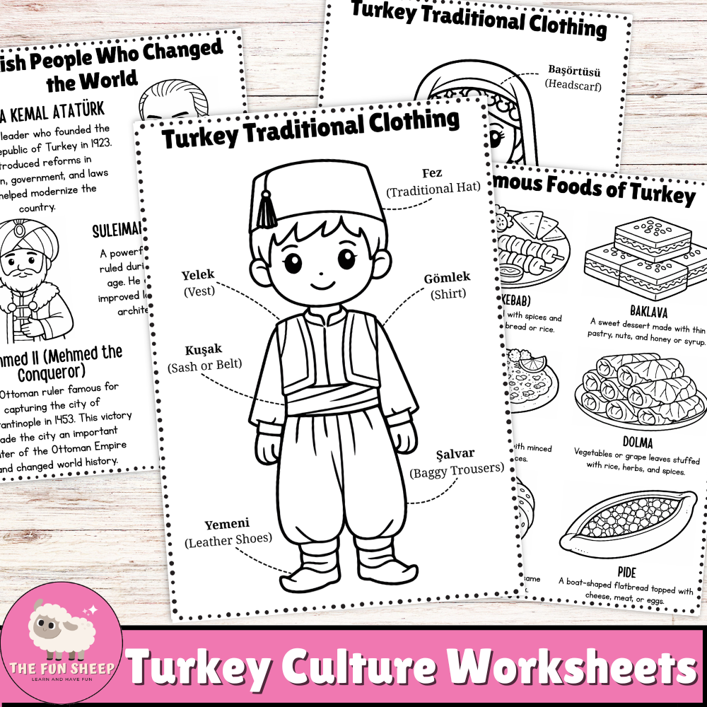 Turkey Culture Worksheets Explore Turk Clothing, Food & Influential People