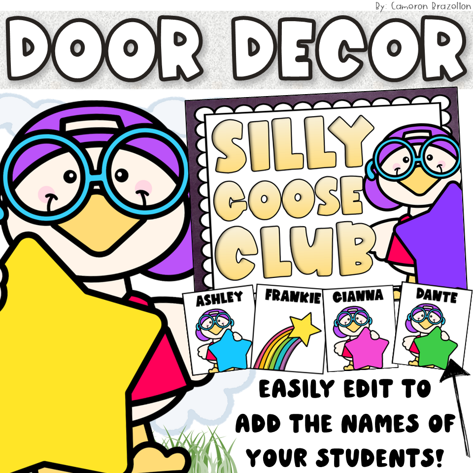 Silly Goose Bulletin Board Spring Door Decorations EDITABLE