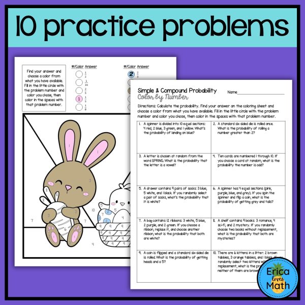 Simple & Compound Probability Color by Number Activity (7th Grade ...