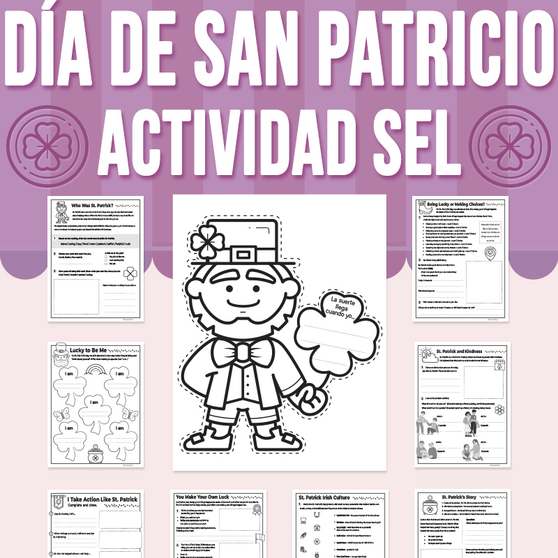 Día de San Patricio Life Lessons Reflection 1st-3rd SEL Activity in Spanish