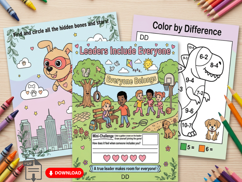30 pages – Color, Count, Leadership, and Self-Regulation Worksheets designed to support academic