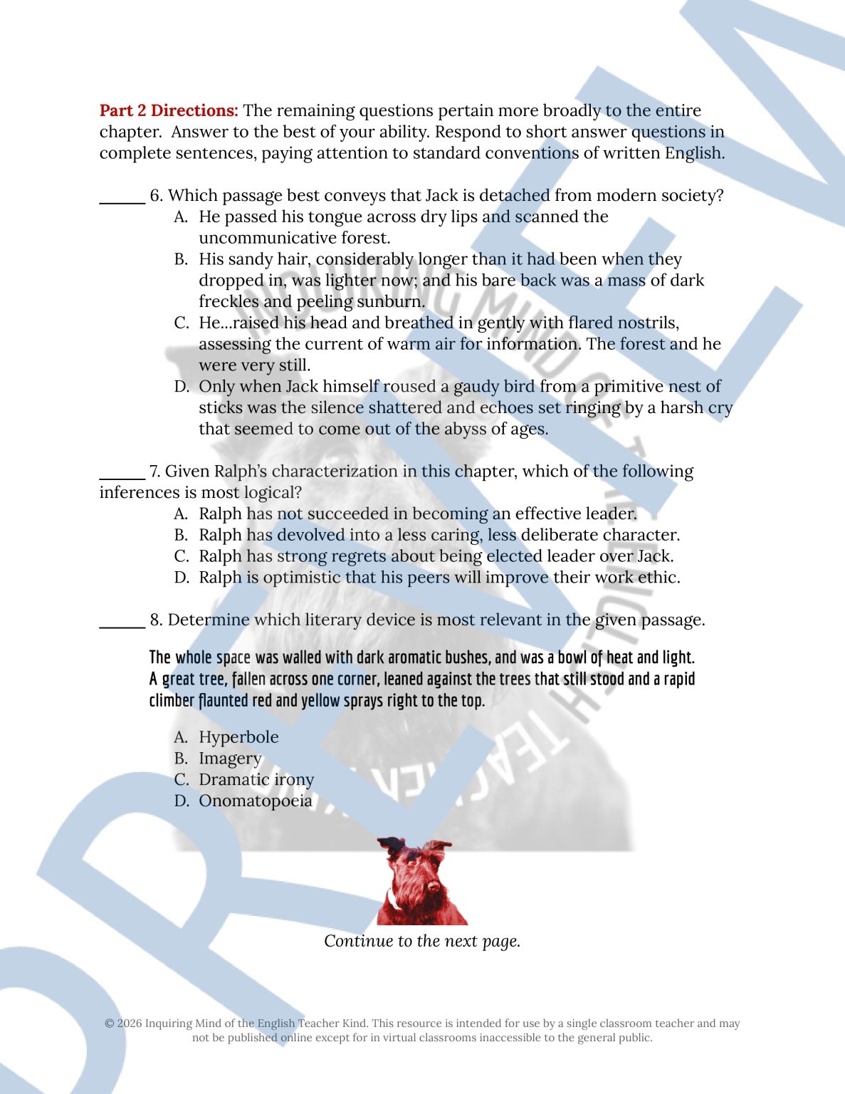 Lord of the Flies Chapter 3 Analysis Worksheet | Dystopian Young Adult ...