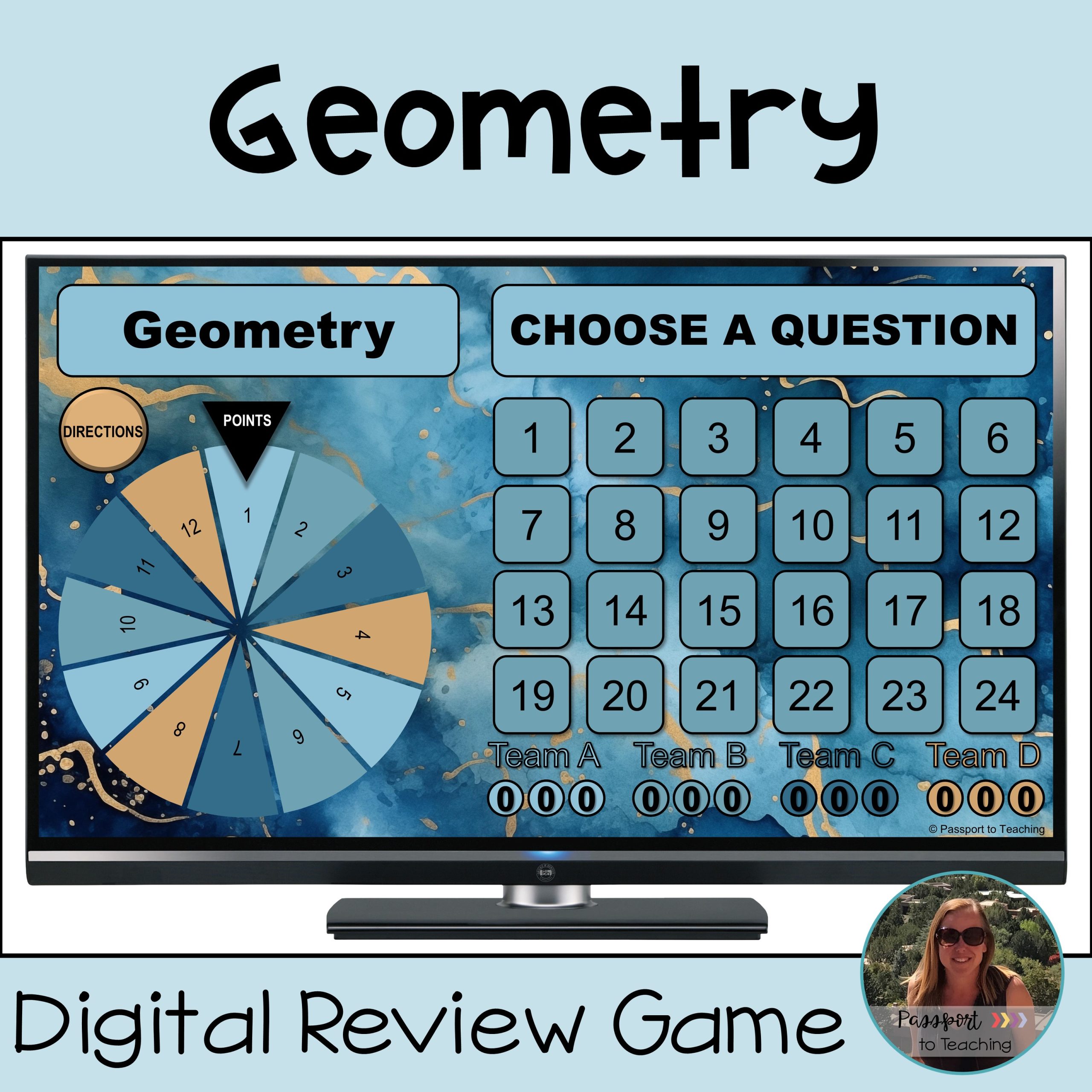 Geometry Review Game Digital Activity 4th Grade - Lines, Shapes & Symmetry