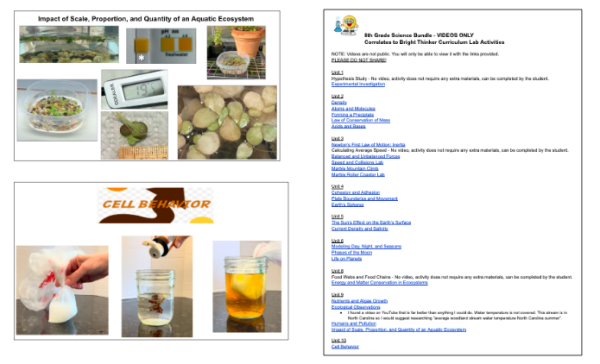 8th Grade Science Lab Activities - Videos Only (Bright Thinker) - Made ...
