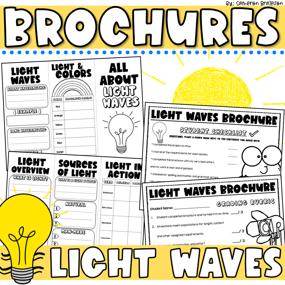 Light Waves Activities | Science Research Project Trifold Brochure