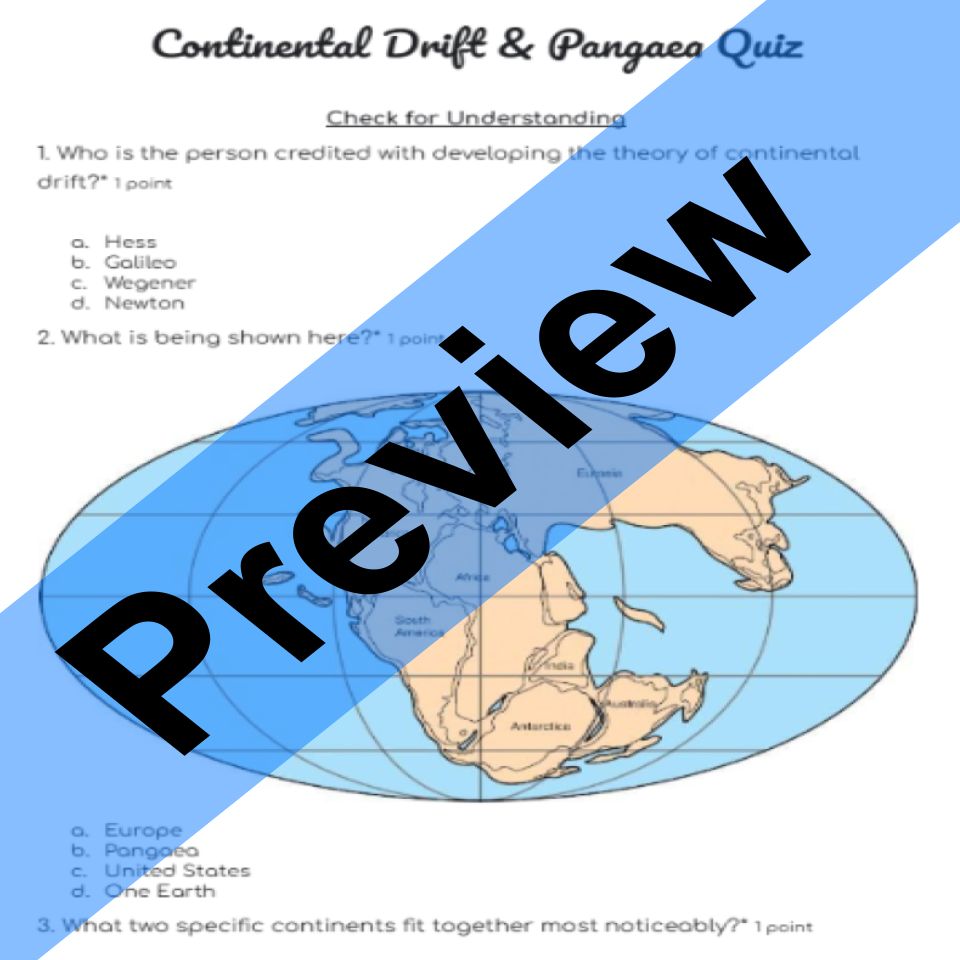 Continental Drift Pangaea Quiz